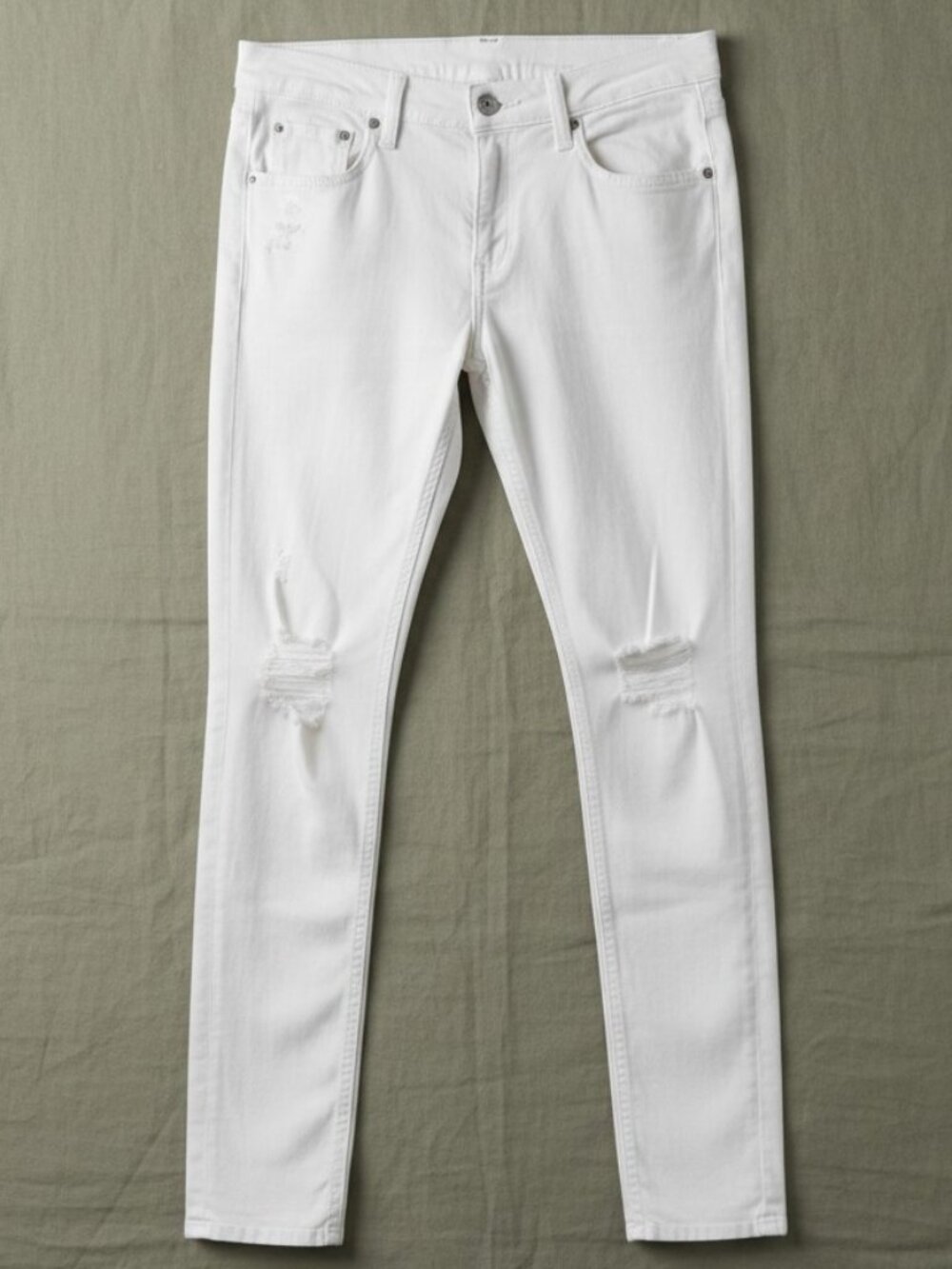 rag & bone Tattered White Distressed Skinny Jeans Size 26 High Rise 29.5" Inseam